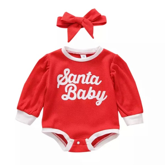 “SANTA BABY BABY ROMPER” - Picture 1 of 3